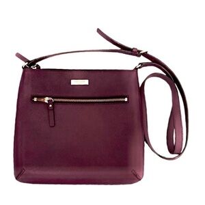 Kate Spade Leather Crossbody Bag Purse Burgundy Wine Purple Red God